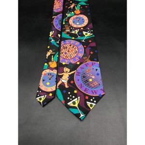 Vintage 1993 Ralph Marlin Happy New Years Baby Martini Glass Novelty Necktie 54"